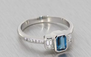 Bezel-Set, London Blue Topaz and Diamond Trilogy Ring - Portfolio