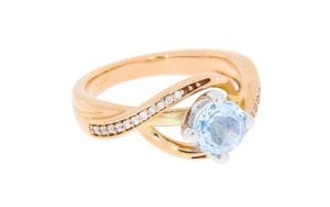 Contemporary Rose Gold Diamond And Aquamarine Engagement Ring - Portfolio