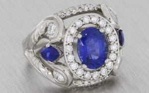 Faberge Inspired Sapphire and Diamond Engagement ring – Portfolio