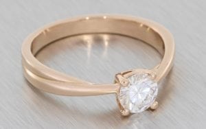 Contemporary rose gold twisted Solitaire engagement ring - Portfolio