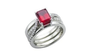 Interlocking wrap ring with emerald cut ruby - Portfolio