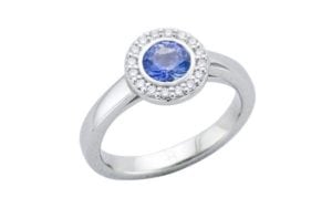 Contemporary Sapphire diamond halo ring - Portfolio