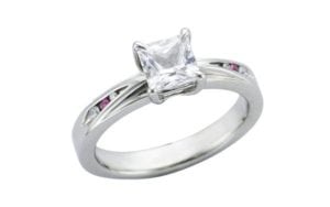 Contemporary White and Pink Sapphire palladium Engagement ring - Portfolio