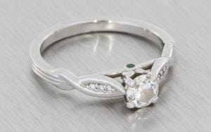 Platinum Sculptured Engagement Ring With Emerald Peak Stones - Portfolio