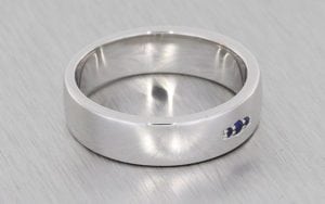 White gold gents wedding band set with round sapphires
