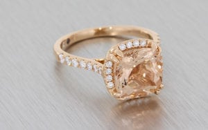 Cushion Cut Morganite And Diamond Engagement Ring