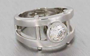 Mens Split Shank Bezel Set Diamond Ring
