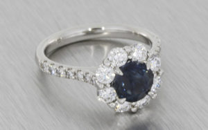 Platinum Sapphire and diamond cluster ring