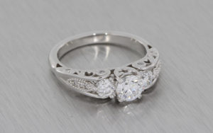 Vintage Inspired Three Stone Diamond Ring