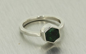 Organic Engagement Ring featuring a Rough Emerald