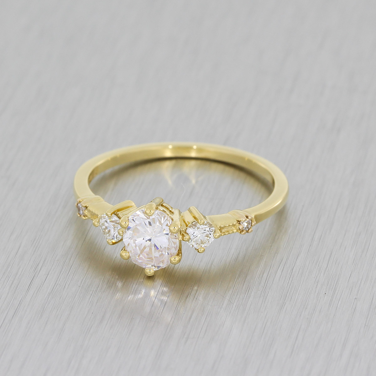 Delicate Baguette Diamond Ring Yellow Gold Band – Capucinne